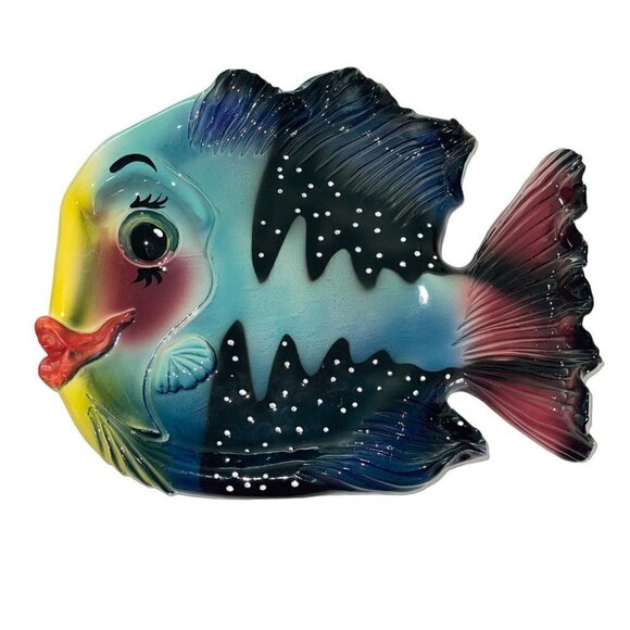 Ryan Charles Platter Multicolor Hand Painted Ceramic Fish 2001 - Picture 5 of 9